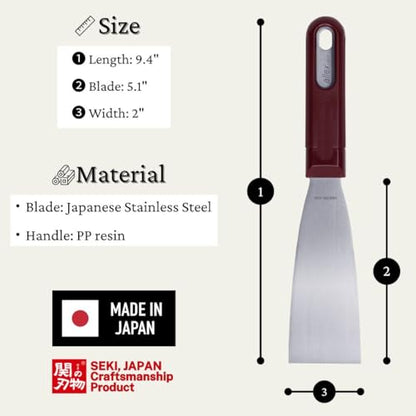 ALLEX Japanese Putty Knife 2" for Art and Paint, Flexible Japanese Stainless Steel Blade, Heavy Duty Full Tang Handle, Made in JAPAN - size: 2"