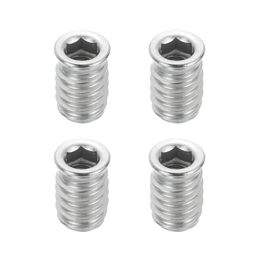 MECCANIXITY 4Pcs Threaded Inserts Nuts, M6x17mm Hex Socket Drive Nut Inserts for Wood - 304 Stainless Steel Screws Furniture Screw in Nuts Bolt Fastener Connector Wood - size: M6x17mm