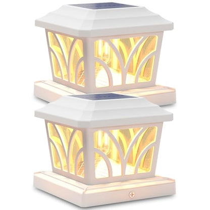 SIEDiNLAR Solar Post Cap Lights Outdoor Aluminum Glass 2 Modes 2 Pack White - color: White, size: 2 Pack