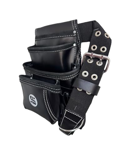Supreme Leather Grain Leather Tool Pouch Bag | Black | Carpenter, Construction, Framers, Handyman | 100% Leather (SL 5000 1T1H B BLACK) - color: SL 5000 1T1H B BLACK
