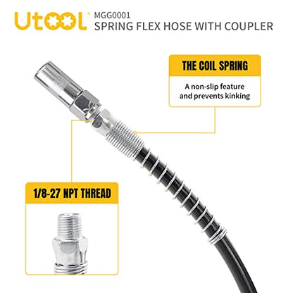 UTOOL 18 Inch Resin Spring Flex Hose, 1 Normal Coupler, 1/8 NPT Threads - size: 2PCS
