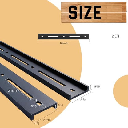 C Channel Steel Support Metal Support Bracing Hidden C Bracket for Table Top Live Edge Slab Woodworking, Black Coat Finish, 6 Holes (3 Pack, 20 Inch) - size: 20 Inch, style: 3 PACK