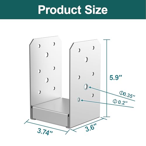 4x4 Post Base 2 Pcs Adjustable Stainless Steel Post Anchor Bracket - size: 4x4