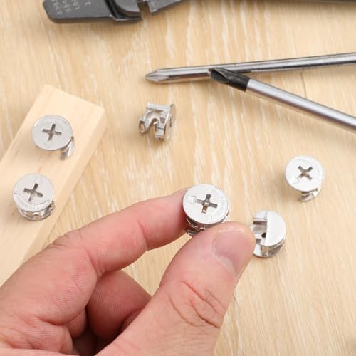 10 Pcs Cam Locks for Furniture, 15x12 mm Furniture Connecter Cam Lock Cabinet Drawer Fastener, Eccentric Locking Nuts Connectors Furnitures Repair Assembly Hardware Parts Fastener for Wardrobe Dresser
