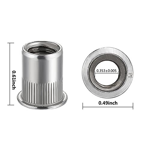 Wensilon 200Pcs Rivet Nut M3 Metric Stainless Steel 304 Finish Flat Head Rivnut Threaded Insert Nut Knurled Body - color: Silver, size: Metric M3