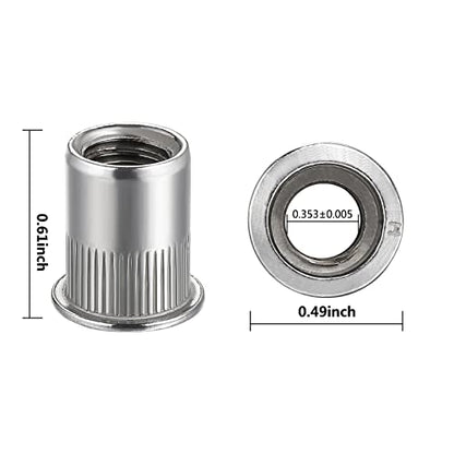 Wensilon 200Pcs Rivet Nut M3 Metric Stainless Steel 304 Finish Flat Head Rivnut Threaded Insert Nut Knurled Body - color: Silver, size: Metric M3