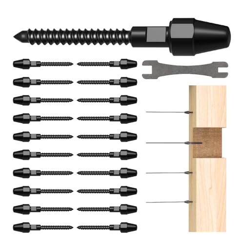 10 Pairs Black Cable Railing Kit Tensioner QuickLock, Right & Left Handed Thread Swageless Lag Screws for Wood Post of 1/8 T316 Steel Cable Railing Hardware, Easy Installation - color: Black