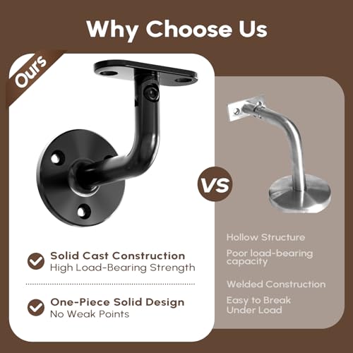 316 Stainless Steel Black Handrail Bracket (4-Pack) - style: Black - 4 Pack