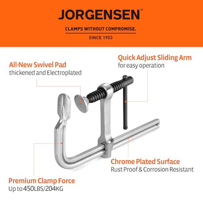 Jorgensen 6-Inch Light-Duty Drop Forged Steel Bar Clamps, 2-Pack - size: 6 Inch