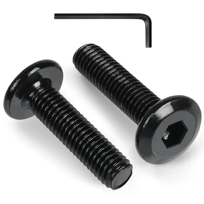 VGBUY M6-1 x 25 mm 55pcs Flat Head Hex Socket Cap Screws Metric M6 Bolts, 304 Stainless Steel 18-8, Black Zinc Plated, Full Thread, with Hex Spanner - size: M6 x 25mm(55pcs)