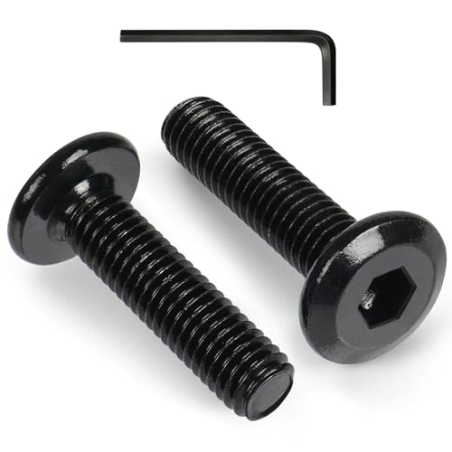 VGBUY M6-1 x 35 mm 40pcs Flat Head Hex Socket Cap Screws Metric M6 Bolts, 304 Stainless Steel 18-8, Black Zinc Plated, Full Thread, with Hex Spanner - size: M6 x 35mm(40pcs)
