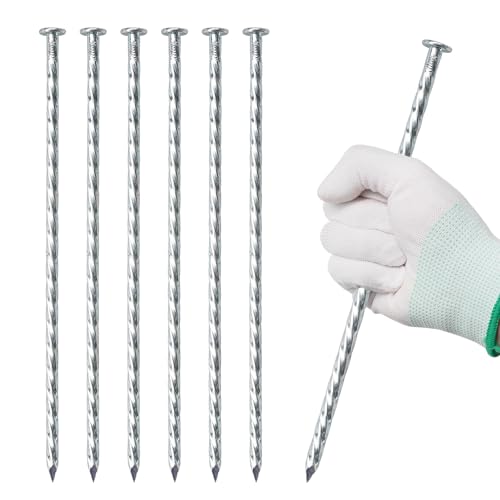10 Inch Galvanized Landscape Spikes, Spiral Ground Stakes，50 Pack
