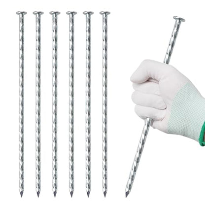 10 Inch Galvanized Landscape Spikes, Spiral Ground Stakes，50 Pack