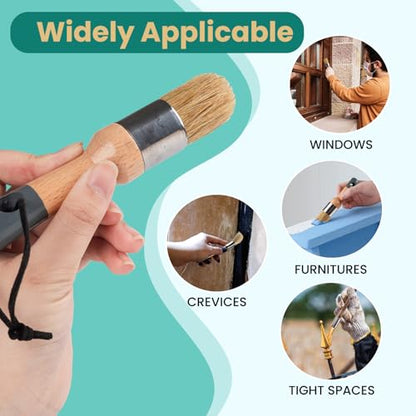 Mister Rui Chalk Wax Paint Brush, 3pcs, Chalk Paint Brushes for Furniture, Small Wax Brush for Acrylic Paint, Milk Paint, Natural Bristles Stencil Brushes, No Shedding (Pack of 2) - size: 3PCS, Small (Pack of 2)