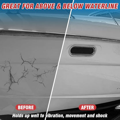 3.38 oz Marine Sealant White, Marine Adhesive Permanent, Silicone Sealant High Strength, Watertight Bonding and Sealing, UV Resistant, Fast Cure, Above & Below Waterline