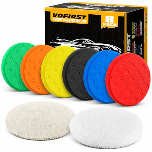 8 Pcs Buffing Pads, Polishing Pad 5.5 Inch 138mm for 5 Inch Backing Plate, High-Density & Reusable Buffing Sponge Pads and Woolen Pads Cutting Polishing Pad Kit for Car Buffer Polisher & Waxing - size: 5.5 inch