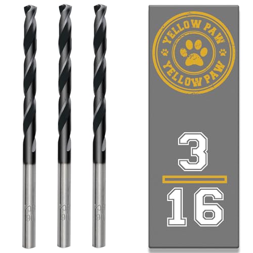 3/16 Inch Drill Bit (3 Pack) Industrial Grade M35 Cobalt Titanium Aluminum Nitrite - 3/16" Diameter & Total Length of 3-1/2" with Working Length of 2-5/16" Easily Drill Into Metal, Steel, & Aluminum - size: 3/16 in