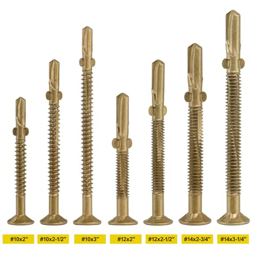 #12 x 2 Self-Tapping Trailer Deck Screws,79PcsT25 Star Bits Screws - color: Gold, size: #12 x 2in 79pcs