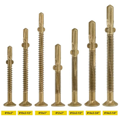 #12 x 2 Self-Tapping Trailer Deck Screws,79PcsT25 Star Bits Screws - color: Gold, size: #12 x 2in 79pcs