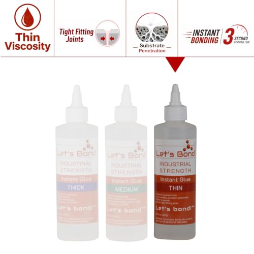 Let's Bond 8 oz Thin Professional Grade Instant Glue, Premium Cyanoacrylate, 5 CPS - size: 8 oz