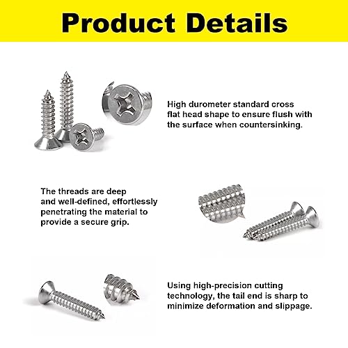 #4 x 1/4" 304 Stainless Steel Small Wood Screws, M3x6mm(200Pcs) - size: #4 x 1/4''-200pcs