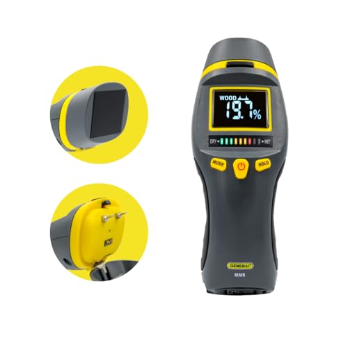 General Tools MM9 Moisture Meter for Wood, Walls & Drywall Detection - size: Pin & Pinless