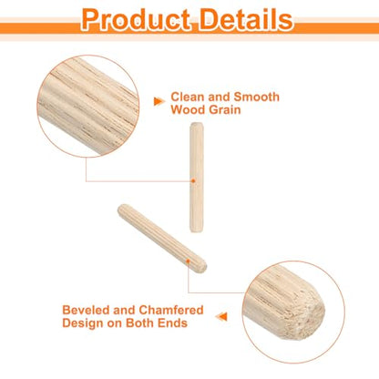 uxcell 100Pcs 0.24" x 1-3/4" Wooden Dowel Pins, Wood Dowels Rods, Furniture Woodworking Grooved Fluted Pin, Wooden Dowels Fluted for Craft, DIY Projects - size: 0.24" x 1-3/4"
