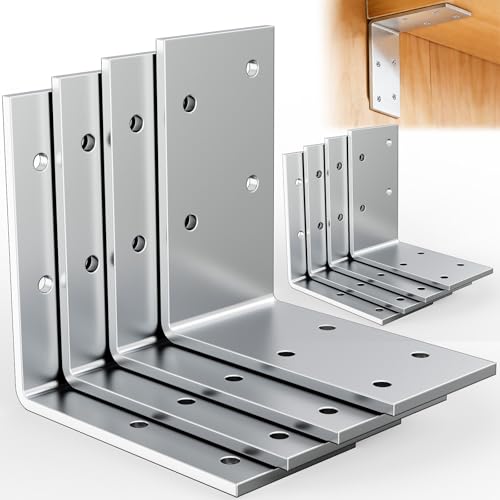 3"x3"x1.5" Steel Angle Bracket, 90 Degree L Corner Brace - size: （8PCS） Silver
