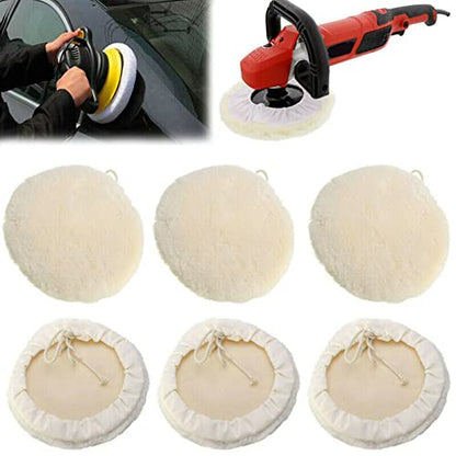 YWBL-WH Wool Polishing Pads, 7 Inch 6-Pack