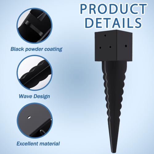 6 Pcs Fence Post Anchor Ground Spike 16”(Fit 3.6"x 3.6") Post - size: 16"