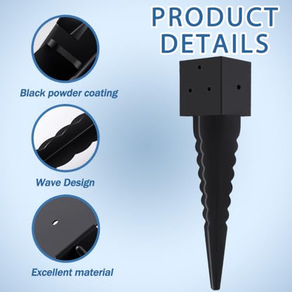 6 Pcs Fence Post Anchor Ground Spike 16”(Fit 3.6"x 3.6") Post - size: 16"