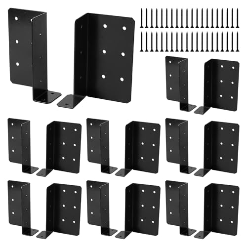 Split Joist Hanger, Wall Mount Joist Bracket with Screws for Wood 14 Gauge Carbon Steel Hurricane Ties for 4"x6",6"x6" Beam 8 Pairs