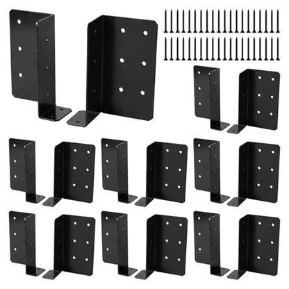 Split Joist Hanger, Wall Mount Joist Bracket with Screws for Wood 14 Gauge Carbon Steel Hurricane Ties for 4"x6",6"x6" Beam 8 Pairs