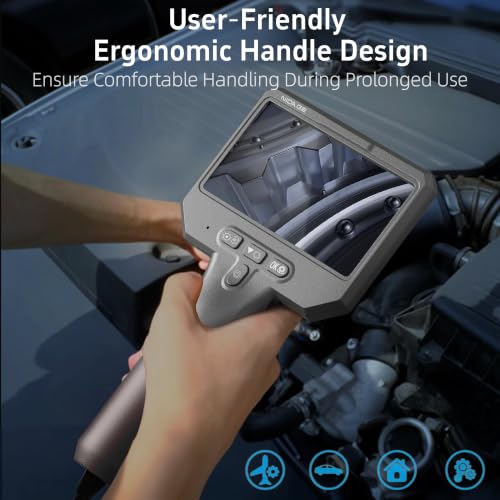 Triple Lens Endoscope Camera with Light, 1080P Inspection Borescope