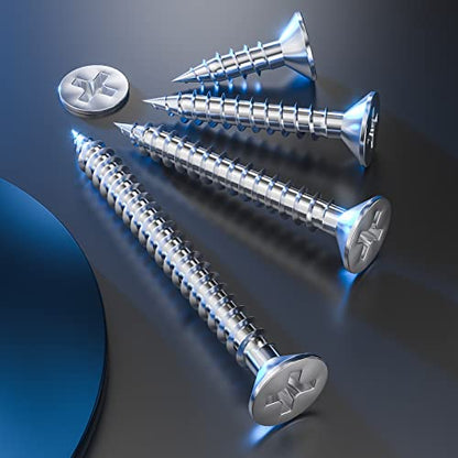 Wensilon (150Pcs) #8x2 Wood Screw Quick Metal Self Tapping Flat Head 304 Stainless Steel - color: Silver, size: #8x2