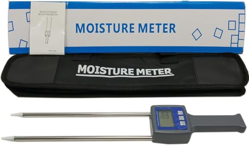 Wood Sawdust Powder Meter Hay Bale Bamboo Powder Moisture Fiber Tester with LCD Display Wood Sawdust Bamboo Powder Humidity Tester with Measuring Range 0 to 84 Percent