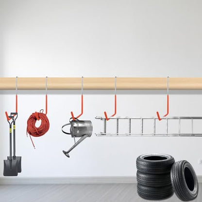 16 Pcs Rafter Hanger Hook Heavy Duty Large S Hooks, Vinyl Coated S Hook for Hanging Bikes, Ladders, Ropes, Tools (Orange)