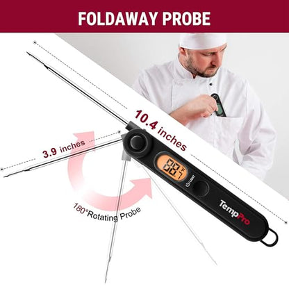 TempPro TempSwift Digital Meat Thermometer with Temperature Indicator - color: Pitch-black