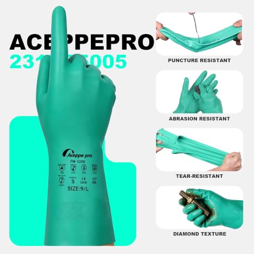 2 Pairs Chemical Resistant Heavy Duty Rubber Gloves(Large)