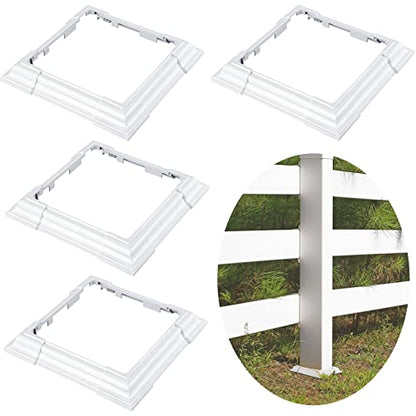Juexica 6 x 6 Inches Vinyl Post Sleeve, Adjustable Skirt, White, 4 Pack - color: White