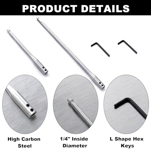 1/4 Inch Drill Bit Extension Set, 6 & 12 Inch Drill Extensions, 2 Hex Keys