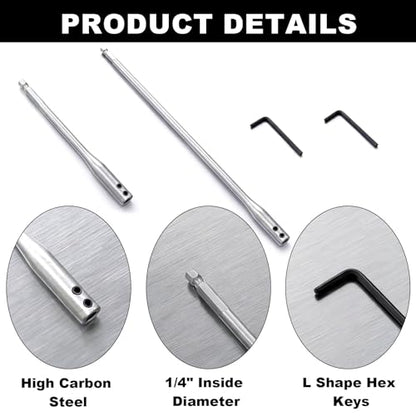 1/4 Inch Drill Bit Extension Set, 6 & 12 Inch Drill Extensions, 2 Hex Keys