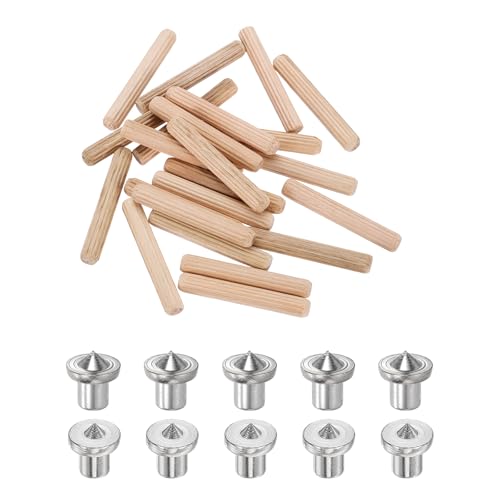 uxcell 250Pcs Wood Dowel Pins, 3/16" x 1 9/16" Wooden Dowel Rods Straight Grooved Pins with 10Pcs Solid Hollow Dowels Tenon Center Transfer Plugs for Furniture Woodworking DIY Project - size: 3/16" x 1 9/16"
