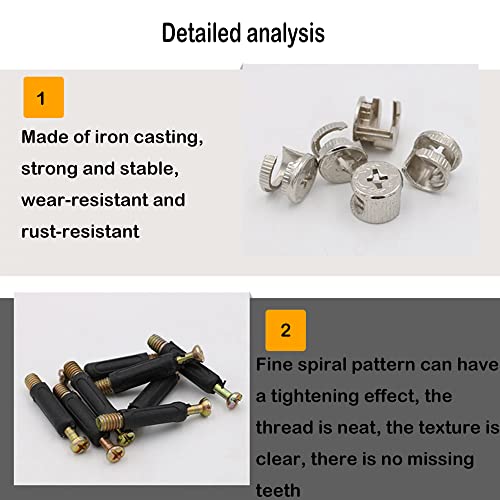 30 Sets 3-in-1 Furniture Connecting Kit with 35mm Dowel, 14.5mm OD Cam Lock Nuts and 11mm OD Pre-Inserted Nut for Cabinet Drawer Dresser and Wardrobe Furniture Panel Connecting (30, 40MM)