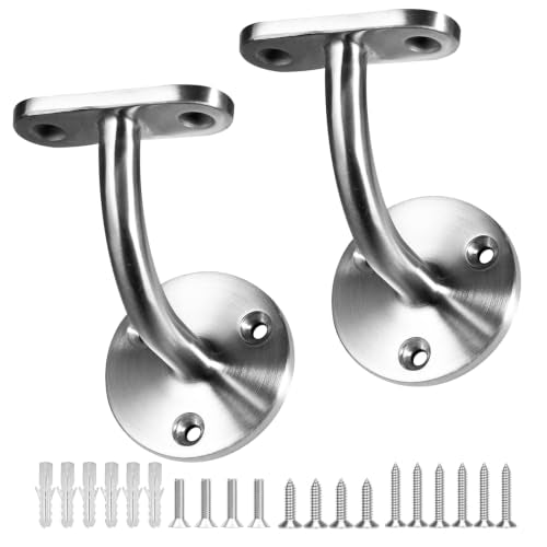 2 Pack 316 Stainless Steel Handrail Bracket for Indoor Stairs, Brushed Railing Brackets for Handrail, Wall Mount Hand Rail Bracket - size: 2 Pack
