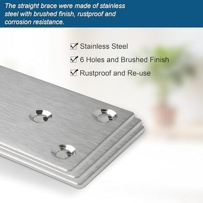 20 Pack Flat Straight Brace Bracket, 3 x 1.5 inch Silver Steel Stainless Mending Plate with Screws, Flat Metal Brackets for Wood Furniture Shelves Repair - color: Silver (3x1.5 inch)