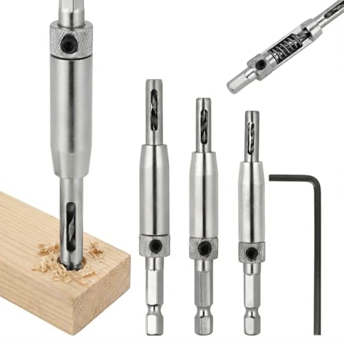 Self Centering Drill Bit Set 11/64",9/64",7/64", 5/64", for #10#8#6#4#2 Screws Size, Be Compatible with 1/4 in VIX Bit Bosch Snappy Quick-Change Hex Drill,Part #45300 Center Finding Drill Bit