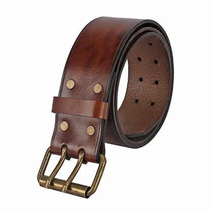Leather Men Tool Belt -Adjustable Double Prong Buckle 2" Wide for Workshop