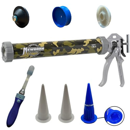 Newborn - 620AL-CAMO 620-AL Smooth Rod Caulking Gun, 10 and 20 Ounce Sausage Packs, 24 Ounce Bulk, 8-1/2" and 10" Cartridges, 18:1 Thrust Ratio, Camouflage Design - size: Camouflage, style: Aluminum
