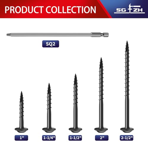 Pocket Hole Screws #8 x 1 Inch (188Pcs) 1lb. Carbon Steel, Black, Washer Head, Coarse Thread, Square Drive,150MM Drive Bit Included - color: Black, size: #8 x 1"